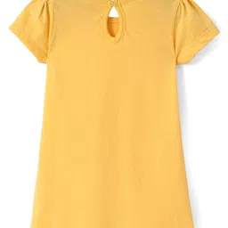 Babyhug Single Jersey Knit Half Sleeves Frocks With Bow Applique & Floral Print Pack Of 2 - Pink & Yellow image 5