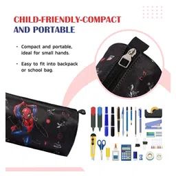 marvel by kuber Kuber Industries Round Pencil PouchMarvel Spiderman Pencil Pouch for KidsMulti-Purpose Travel PouchStationary HolderPencil Utility School PouchesGeometry BoxBlack image 5