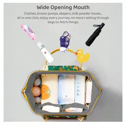 StarAndDaisy Nappy Nest Backpack, Newborn Baby Diaper Bags with Multiple Pockets, Back Opening, 26.5 Liter Enhanced Capacity, Waterproof Pocket, 3 Double Insulated Pockets,Jungle Print - White Height 20 Inches image 5