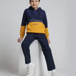 Under Fourteen Only Full Sleeves Colour Blocked Typography Printed Light Winter Hoodie - Yellow image 5