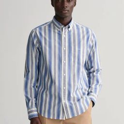 GANT Blue Cotton Regular Fit Striped Shirt-picture-45