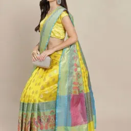 Silk Land Yellow Woven Saree With Unstitched Blouse-image-11