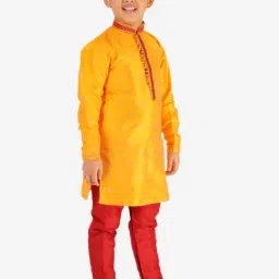 Pro-Ethic Style Developer Kids Yellow & Red Printed Full Sleeves Kurta with Pyjamas image 3