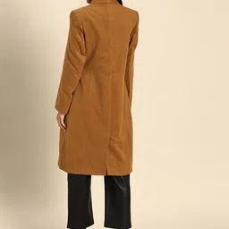 all about you Women Brown Solid Regular Fit Overcoat image 4
