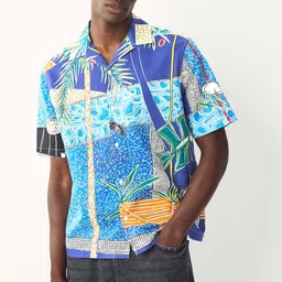 NEXT Tropical Print Cotton Linen Oversized Shirt-picture-25