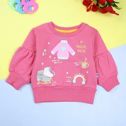 V-Mart Girls Graphic Printed Round Neck Fleece Pullover Sweatshirt-picture-19