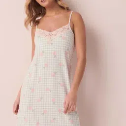 La Vie En Rose Green & Pink Lace Work Camisole-picture-23