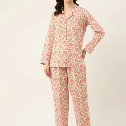 Jaipur Morni Printed Cotton Night suit with Eye Mask-image-84