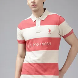 U.S. Polo Assn. Men Striped Pure Cotton Slim Fit T-shirt-picture-13