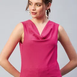 Marie Claire Pink Cowl Neck Solid Top-image-18