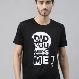 Bushirt Men Black Printed Round Neck Cotton Pure Cotton T-shirt-picture-30