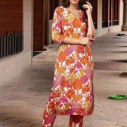 Aaghnya Women Printed Viscose Rayon Kurta Sets-picture-31