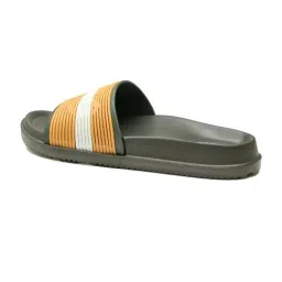 Asian Men's SLIDER-72 Olive & Yellow Slides image 4