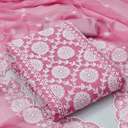 HERE&NOW Embroidered Silk Georgette Unstitched Dress Material-picture-44
