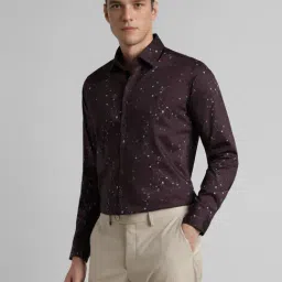 Simon Carter London Brown Cotton Slim Fit Printed Shirt image 3