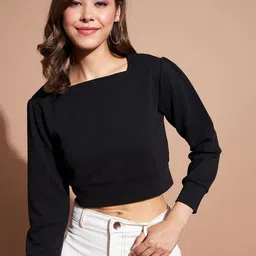 DressBerry Square Neck Cuffed Sleeves Crop Top-picture-30