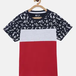 3PIN Boys Multicoloured Colourblocked Round Neck T-shirt-picture-24
