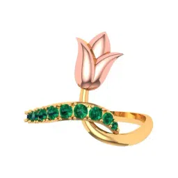 P.C. Chandra Jewellers 14k Gold Green Stone Studded Lotus Themed Casual Ring for Women-picture-12