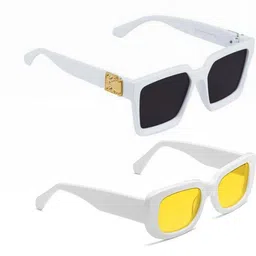 Arzonai Unisex Set of 2 UV Protected Lens Rectangle Sunglasses COMBO-2730-image-50