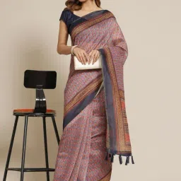 Silk Land Grey Cotton Printed Saree With Unstitched Blouse-image-56