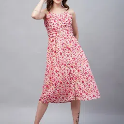 Marie Claire Pink Floral Print Fit & Flare Dress-image-23