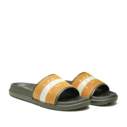 Asian Men's SLIDER-72 Olive & Yellow Slides image 2