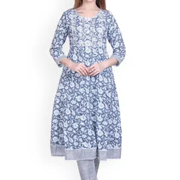 WOOL 4U Floral Printed Round Neck Straight Kurta with Trousers & Dupatta-picture-30