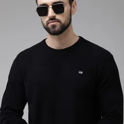 Arrow Men Navy Blue Solid Pullover image 1