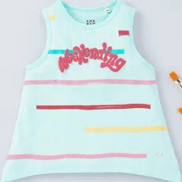 Ed-a-Mamma Kids Blue Cotton Printed Tank T-Shirt-image-18