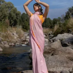 Suta Pink Cotton Plain Saree-picture-20