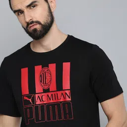 Puma Men Black & Red Typography Printed Pure Cotton AC Milan FtblCore T-shirt-picture-17