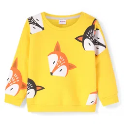 Kookie Kids Full Sleeves Sweatshirt with Fox Print - Yellow-picture-12