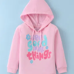 Tango Looper Knit  Full Sleeves Sweat Hooded T-Shirt with Text Print -  Pink-picture-23