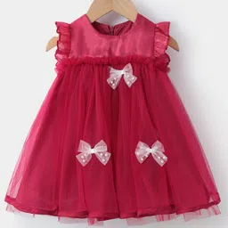 Mark & Mia Frill Sleeves Party Dress with Bow Applique - Maroon-picture-40