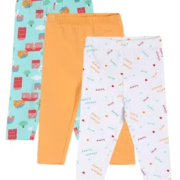 MINI KLUB Pack Of 3 Typography & House Printed Leggings - Multi Colour-image-51
