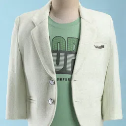 Dapper Dudes Full Sleeves Solid Blazer With Tee - Pista-picture-38