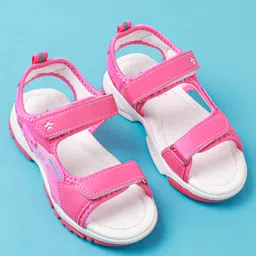 Cute Walk by Babyhug Solid Colour & Velcro Closure Sandals - Fuchsia image 2