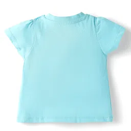 Doodle Poodle 100% Cotton Knit Half Sleeves Night Suit With Unicorn & Heart Print - Light & Navy Blue image 3