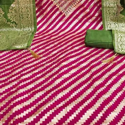 LeeliPeeri Designer Floral Woven Design Jacquard Gota Patti Unstitched Dress Material image 4