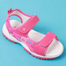 Cute Walk by Babyhug Solid Colour & Velcro Closure Sandals - Fuchsia image 4
