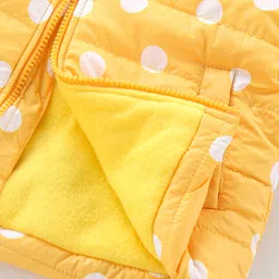 Babyhug Woven Full Sleeves Jacket With Hood & Polka Dots Print - Yellow image 5