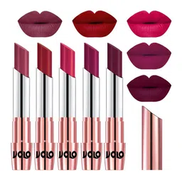 VOLO Set Of 5 Creme Matte Lipstick-3.5g Each-Cherry-Red-Passion Pink-Magenta-Wine image 1