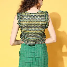Athena Women Gorgeous Green Tie and Dye Bohemian Eclectic Top image 5