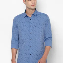 Allen Solly Men Blue Pure Cotton Slim Fit Printed Casual Shirt-image-5