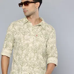Levis Slim Fit Floral Printed Linen Cotton Casual Shirt-image-40