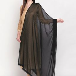 Dupatta Bazaar Black Solid Embellished Chiffon Dupatta-picture-25