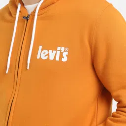 levi's Men's Solid Orange Hooded Sweatshirt image 5