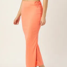 Ms.Lingies Peach Plain Saree Shapewear image 3