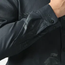 V Dot Men Slim Fit Conversational Printed Spread Collar Pure Cotton Formal Shirt image 4