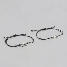 EL REGALO Unisex Pack of 2 Black & Silver-Toned Charm Bracelet-picture-29